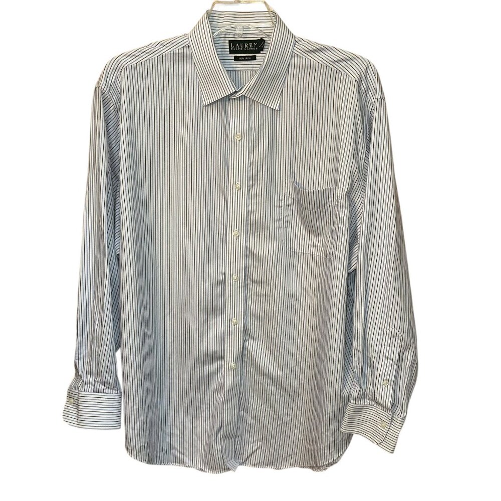 Lauren Ralph Lauren Long Sleeve Button Down Shirt Stripe 100% Cotton 18 34/35